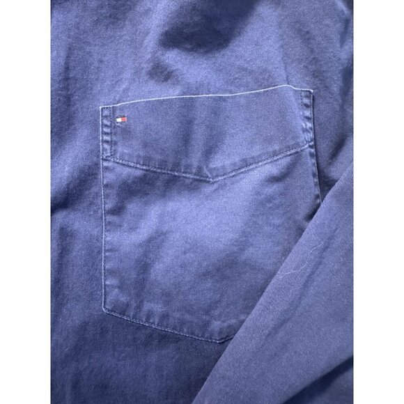 Vintage Tommy Hilfiger Men's L Heritage Work Shirt Button Navy Blue Long Sleeve - Picture 4 of 12